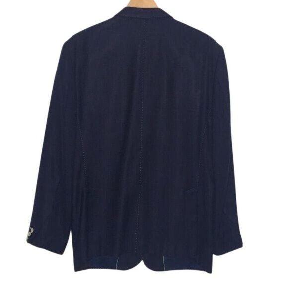 Maceoo Mens Navy Wool Blend Two-Button Blazer Jacket Size 44R - Picture 3 of 7